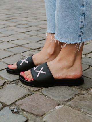 SUN68 SLIPPERS LOGO NERO