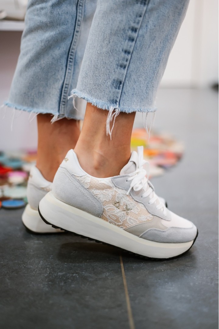 SUN68 BIG ALLY FLOWER MESH BIANCO PANNA