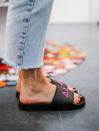 SUN68 SLIPPERS LOGO NERO