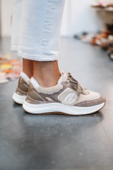LIUJO STARDUST SNEAKER CURLY FUR/COW HAVANA/MILK