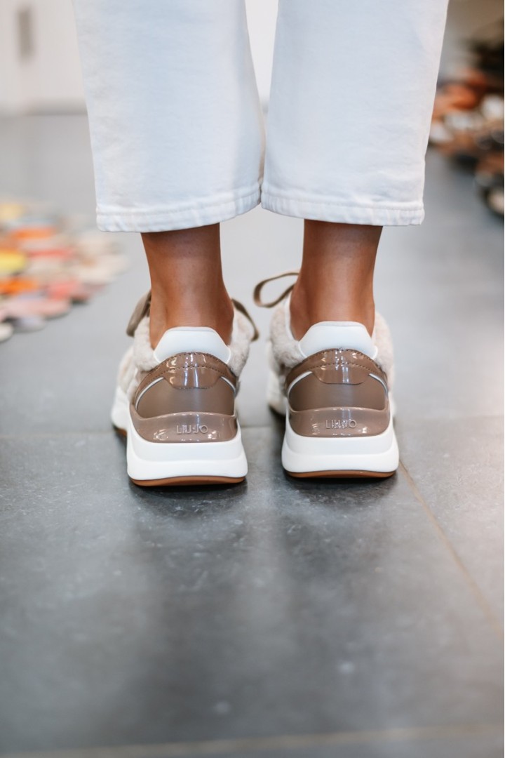 LIUJO STARDUST SNEAKER CURLY FUR/COW HAVANA/MILK