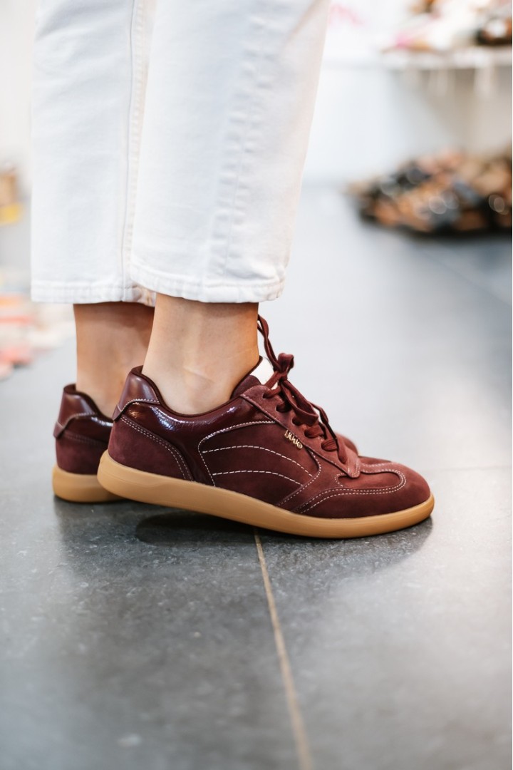 LIUJO CONNOR01 SNEAKER COW SUEDE/PATENT CREMISI