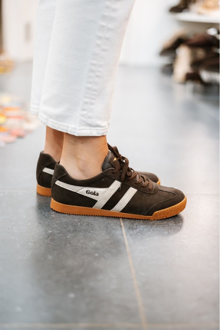 GOLA CLA156 HARRIER MIRROR TRAINER MOCHA/GOLD/GUM