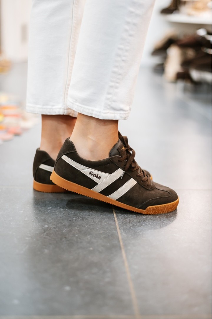 GOLA CLA156 HARRIER MIRROR TRAINER MOCHA/GOLD/GUM