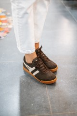 GOLA CLA156 HARRIER MIRROR TRAINER MOCHA/GOLD/GUM