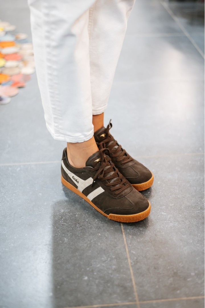 GOLA CLA156 HARRIER MIRROR TRAINER MOCHA/GOLD/GUM
